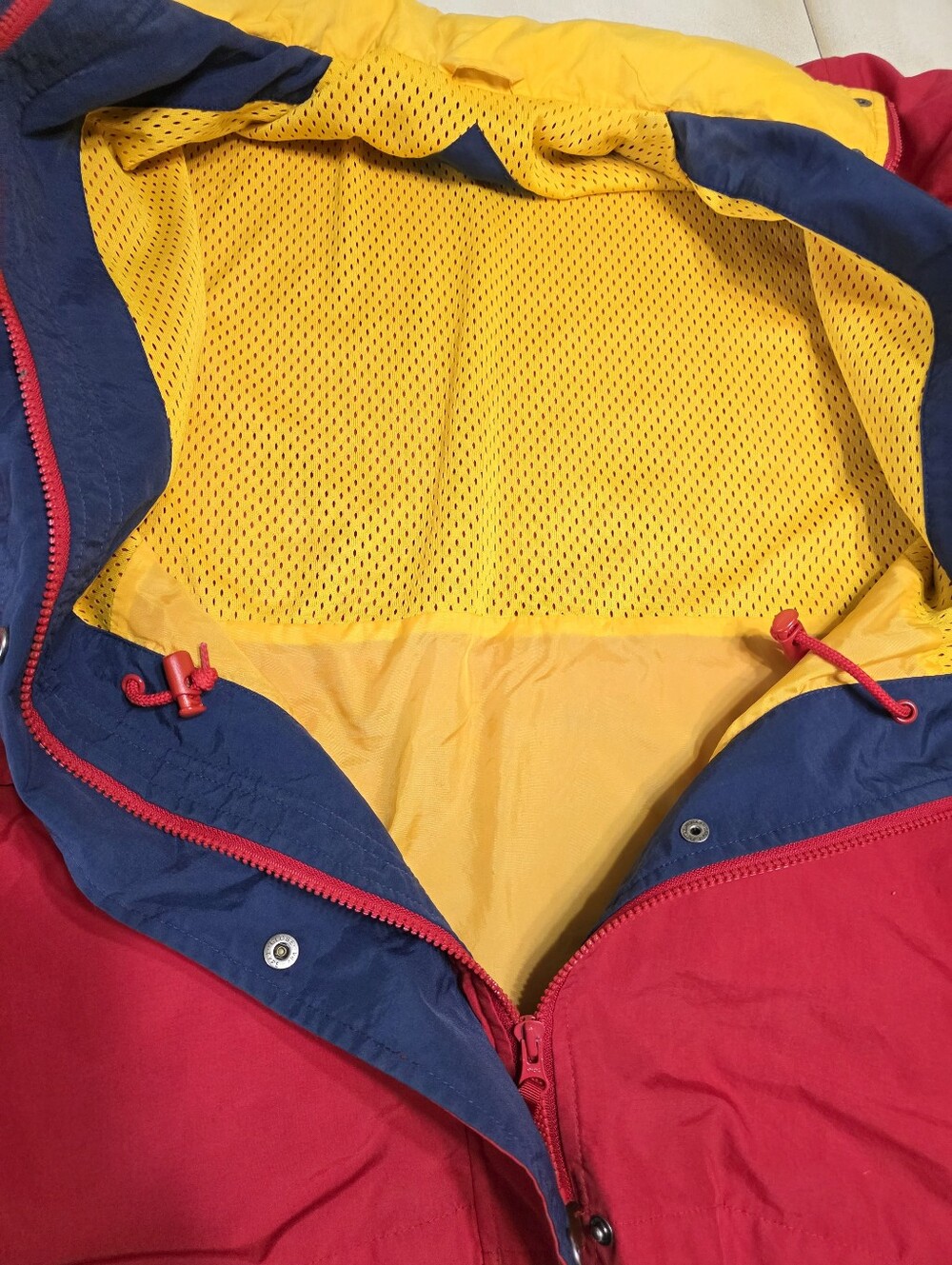 VINTAGE 90s Arizona Jean Co. Barn Jacket Parka | Red Colorblock Gorpcore S - Picture 5 of 16